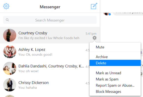Facebook fast delete messages extension download mac